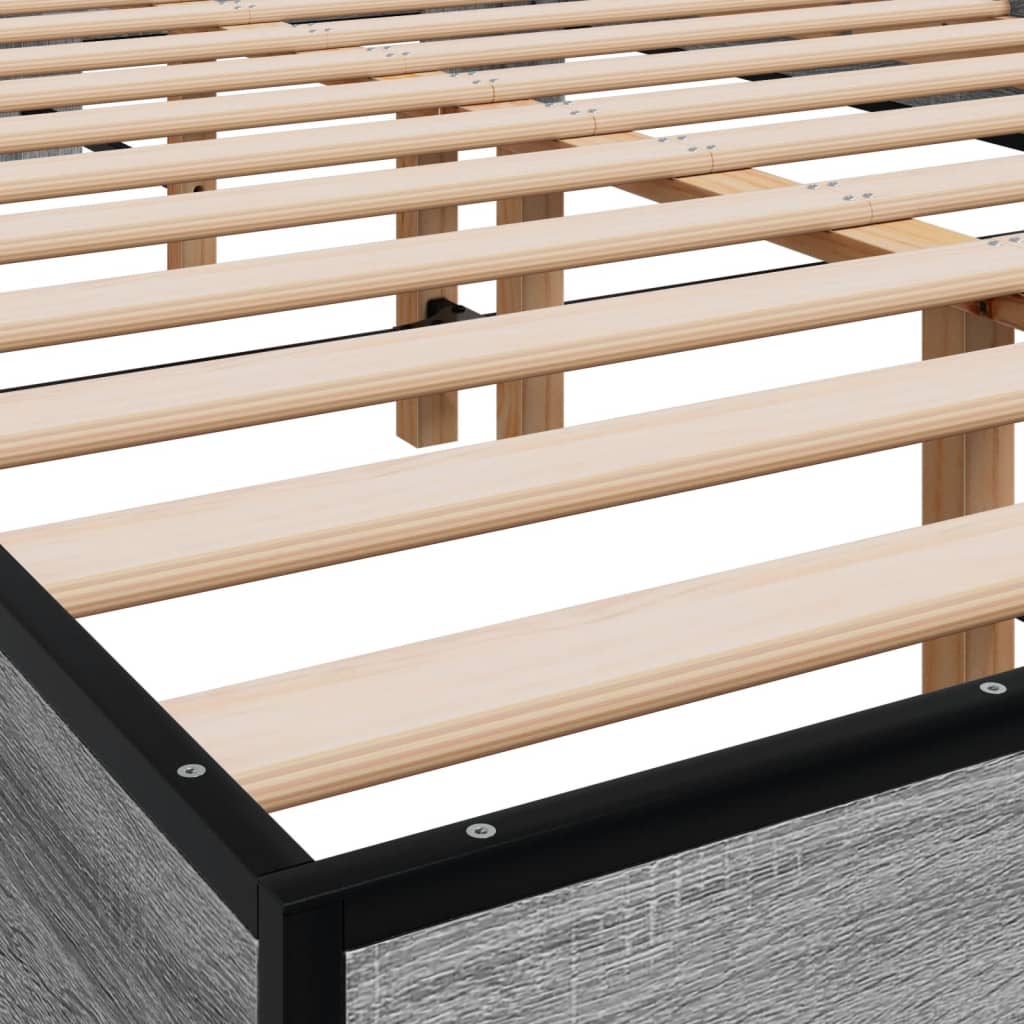 sengestel 120x200 cm konstrueret træ og metal grå sonoma-eg