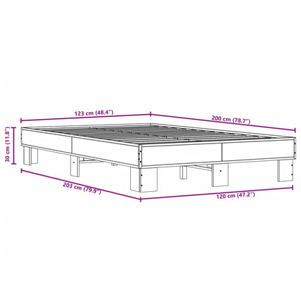 sengestel 120x200 cm konstrueret træ og metal brun egetræ