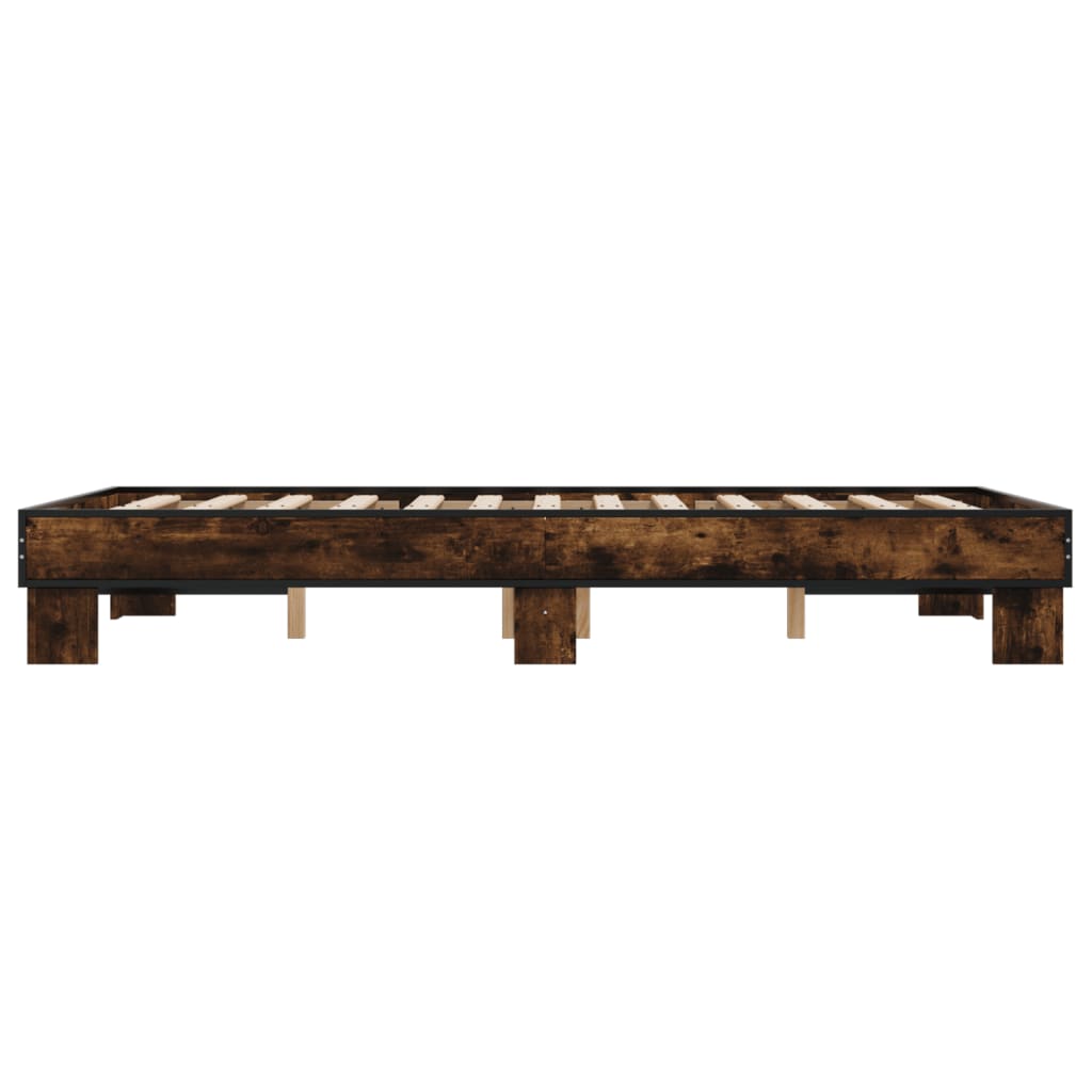 sengestel 120x200 cm konstrueret træ og metal brun egetræ