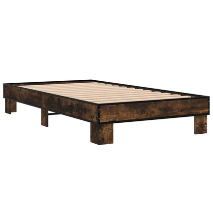 sengeramme 100x200 cm konstrueret træ og metal røget eg