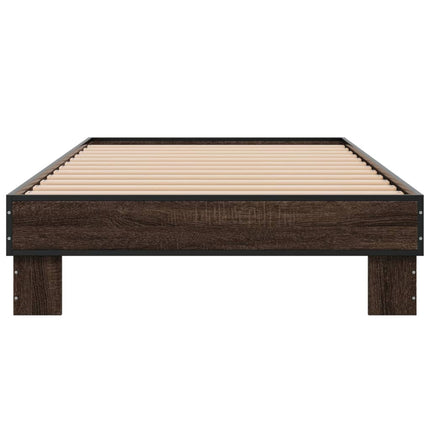 sengeramme 100x200 cm konstrueret træ og metal brunt egetræ