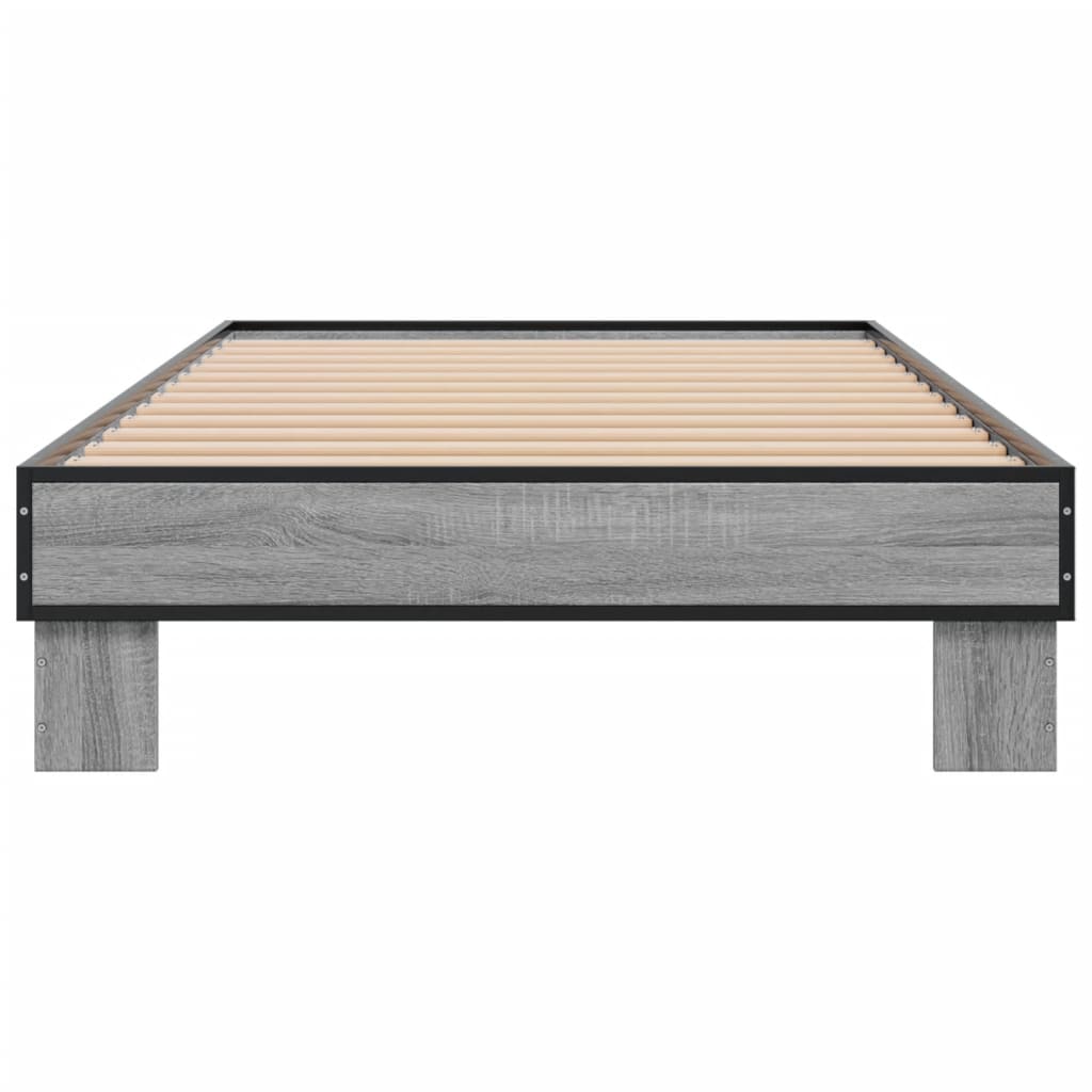 sengeramme 90x200 cm konstrueret træ og metal grå sonoma-eg