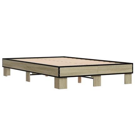 sengestel 120x190 cm konstrueret træ og metal sonoma-eg