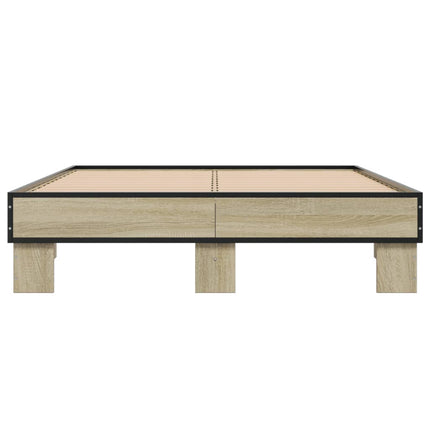 sengestel 120x190 cm konstrueret træ og metal sonoma-eg