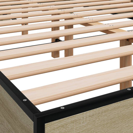sengestel 120x190 cm konstrueret træ og metal sonoma-eg