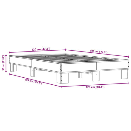 sengestel 120x190 cm konstrueret træ og metal sonoma-eg