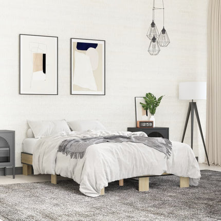sengestel 120x190 cm konstrueret træ og metal sonoma-eg