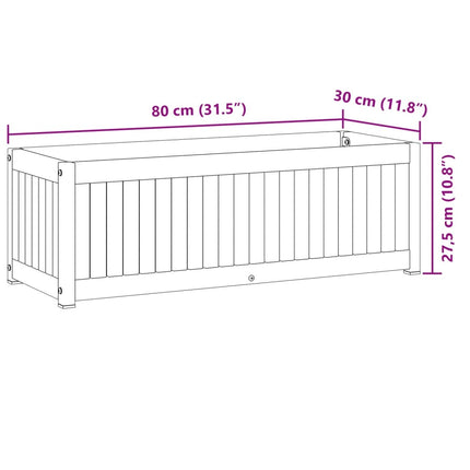 plantekasse 80x30x27,5 cm massivt akacietræ og stål