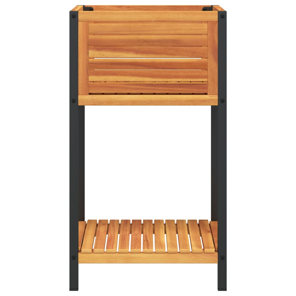 plantekasse med hylde 45x45x80 cm massivt akacietræ og stål