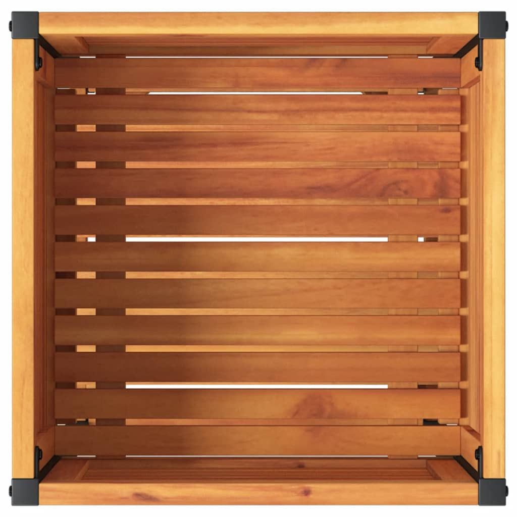 plantekasse med hylde 45x45x80 cm massivt akacietræ og stål