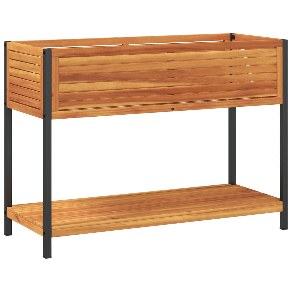 plantekasse med hylde 110x45x80 cm massivt akacietræ og stål