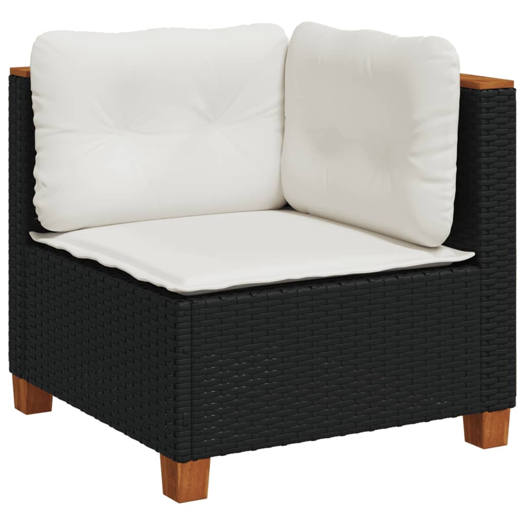 sofasæt til haven 7 dele med hynder polyrattan sort