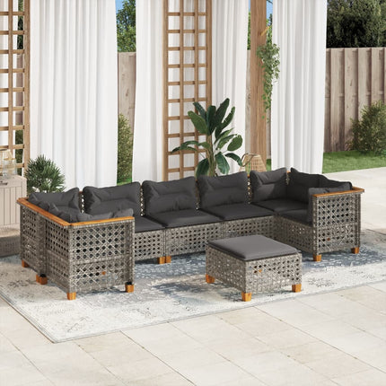 sofasæt til haven 8 dele med hynder polyrattan grå