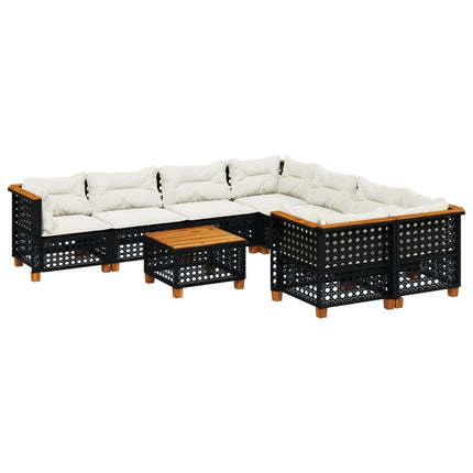 sofasæt til haven 9 dele med hynder polyrattan sort