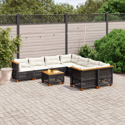 sofasæt til haven 9 dele med hynder polyrattan sort