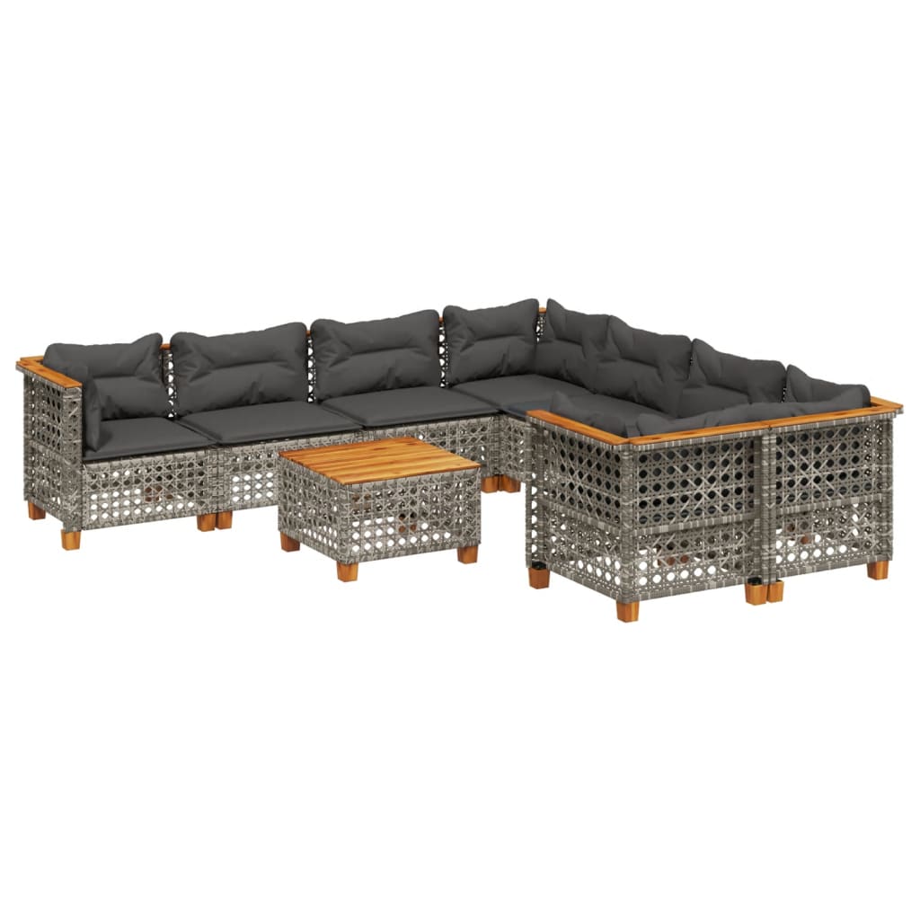 sofasæt til haven 9 dele med hynder polyrattan grå