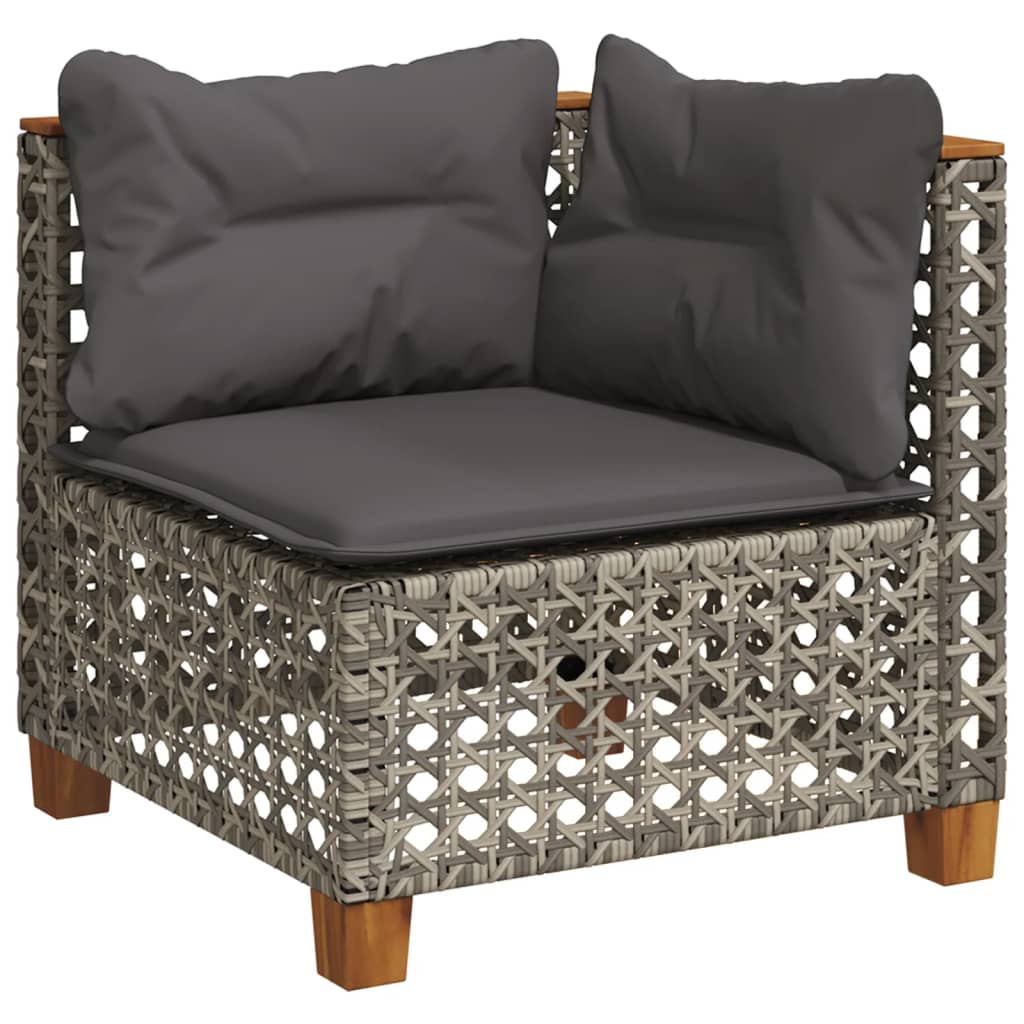 sofasæt til haven 9 dele med hynder polyrattan grå