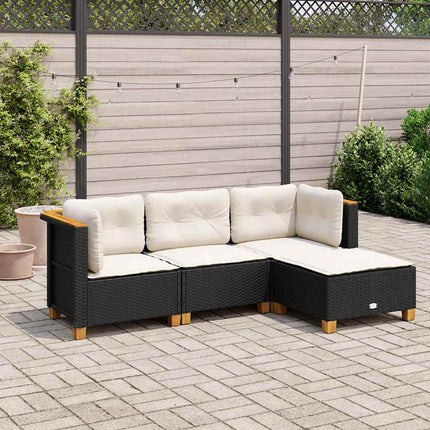 sofasæt til haven 4 dele med hynder polyrattan sort