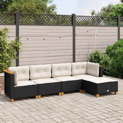 sofasæt til haven 5 dele med hynder polyrattan sort