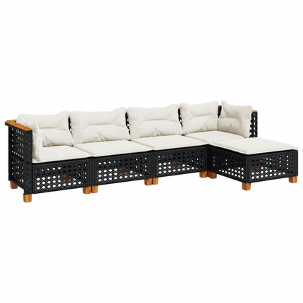 sofasæt til haven 5 dele med hynder polyrattan sort
