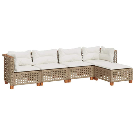 sofasæt til haven 5 dele med hynder polyrattan beige