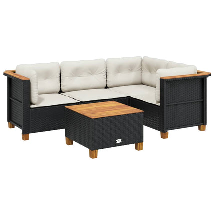 sofasæt til haven 5 dele med hynder polyrattan sort