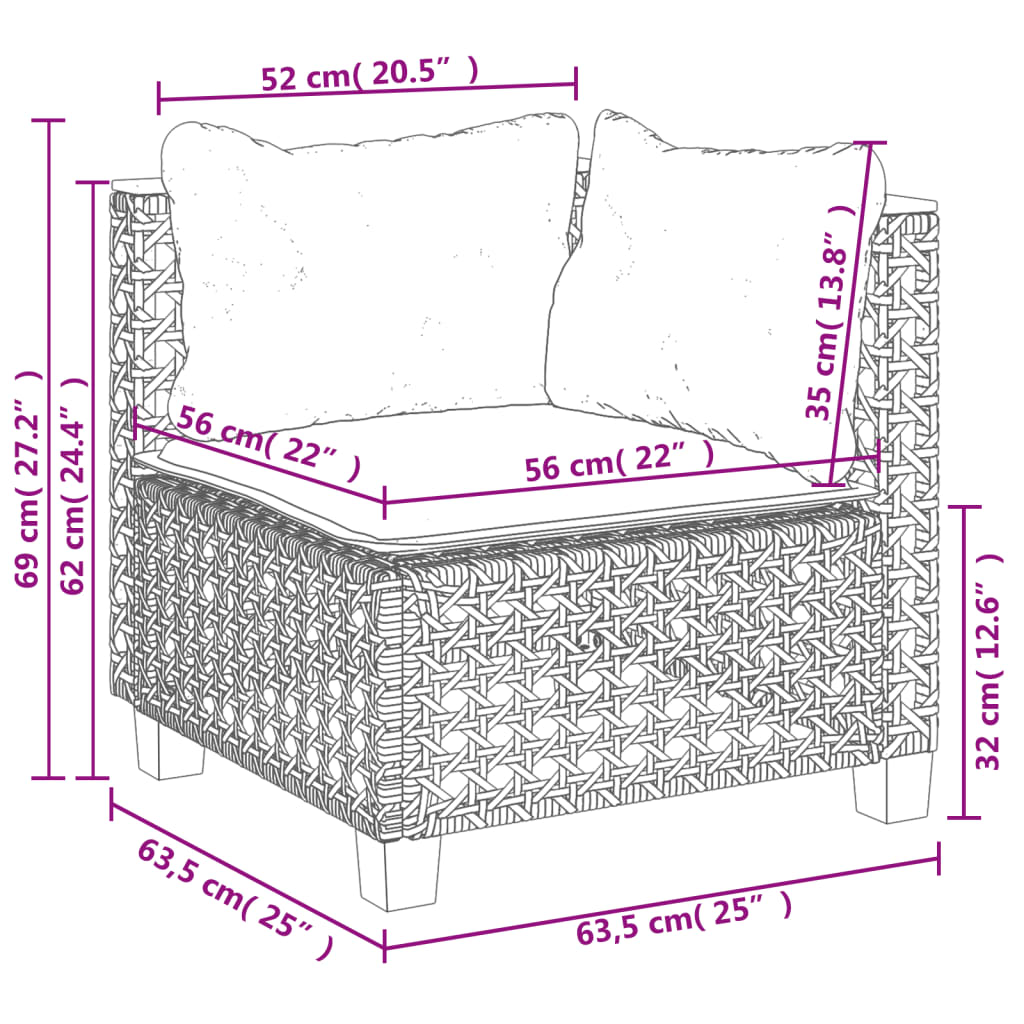 sofasæt til haven 5 dele med hynder polyrattan sort
