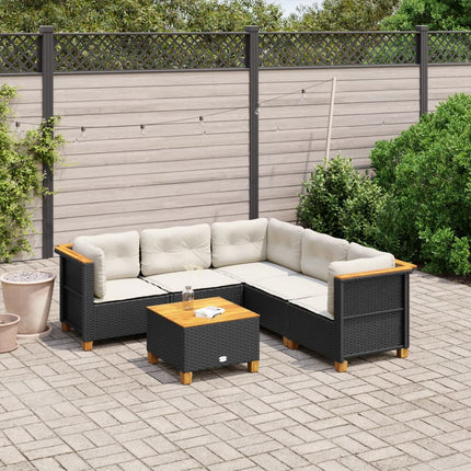 sofasæt til haven 6 dele med hynder polyrattan sort
