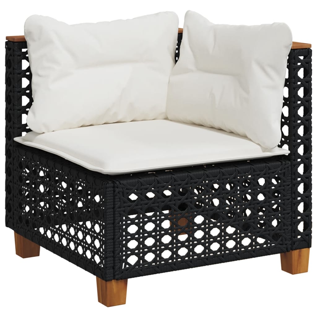 sofasæt til haven 5 dele med hynder polyrattan sort