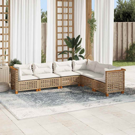 sofasæt til haven 6 dele med hynder polyrattan beige