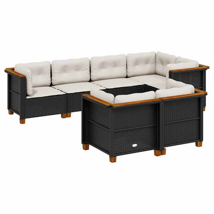 sofasæt til haven 7 dele med hynder polyrattan sort