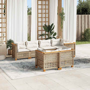 sofasæt til haven 7 dele med hynder polyrattan beige