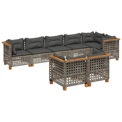 sofasæt til haven 8 dele med hynder polyrattan grå