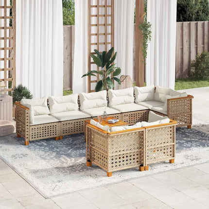 sofasæt til haven 9 dele med hynder polyrattan beige