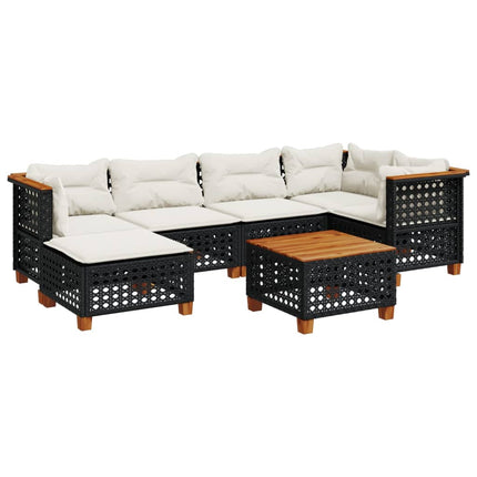 sofasæt til haven 7 dele med hynder polyrattan sort