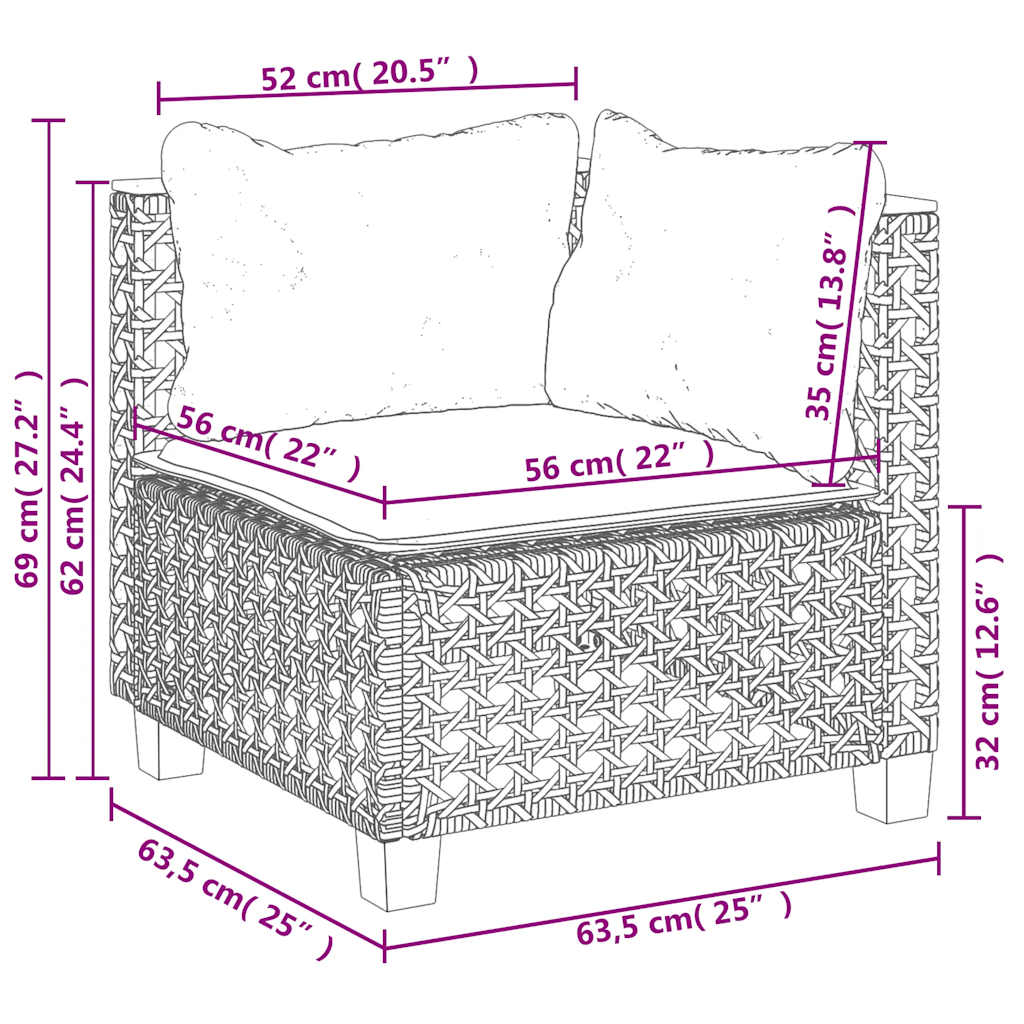 sofasæt til haven 7 dele med hynder polyrattan beige