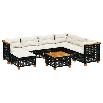 sofasæt til haven 8 dele med hynder polyrattan sort