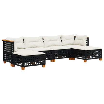 sofasæt til haven 6 dele med hynder polyrattan sort