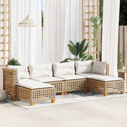 sofasæt til haven 6 dele med hynder polyrattan beige
