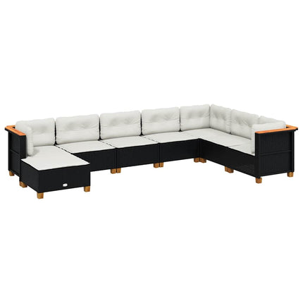 sofasæt til haven 8 dele med hynder polyrattan sort