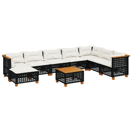 sofasæt til haven 9 dele med hynder polyrattan sort