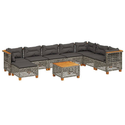 sofasæt til haven 9 dele med hynder polyrattan grå