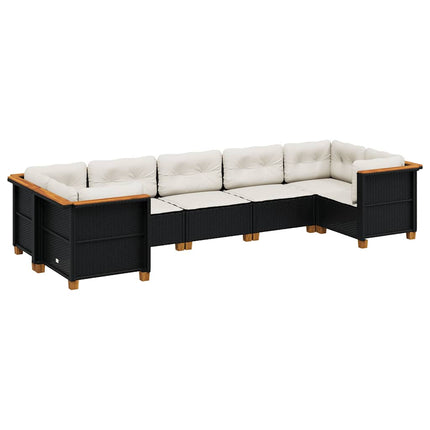 sofasæt til haven 7 dele med hynder polyrattan sort