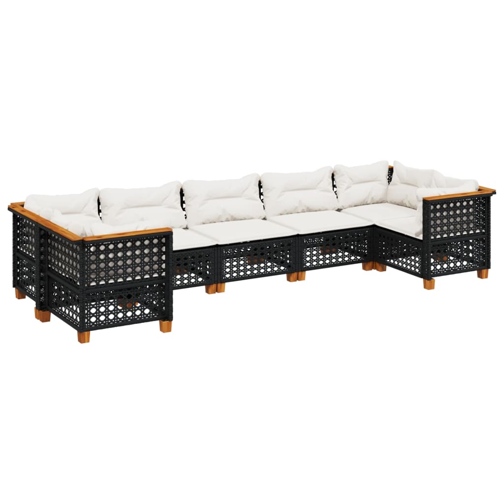 sofasæt til haven 7 dele med hynder polyrattan sort