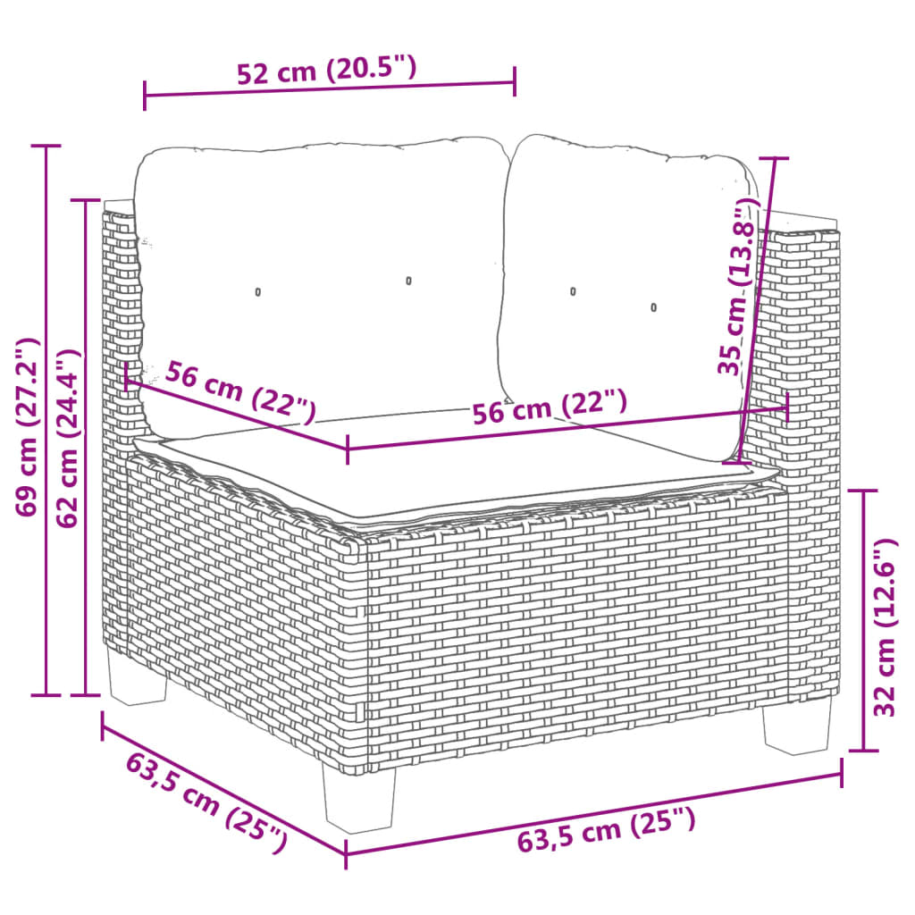 sofasæt til haven 10 dele med hynder polyrattan sort