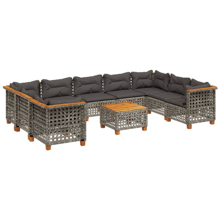 sofasæt til haven 10 dele med hynder polyrattan grå