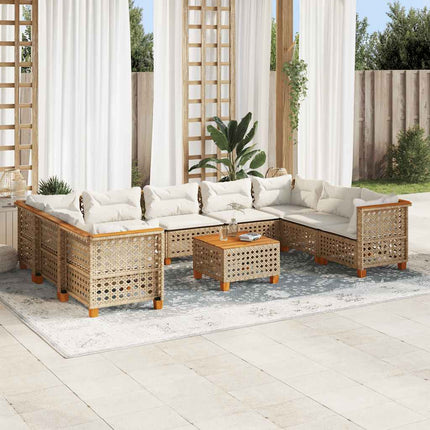 sofasæt til haven 10 dele med hynder polyrattan beige