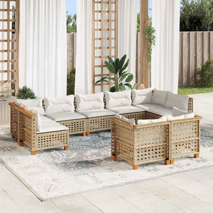 sofasæt til haven 9 dele med hynder polyrattan beige