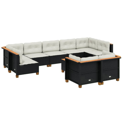 sofasæt til haven 10 dele med hynder polyrattan sort