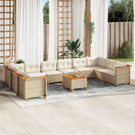 sofasæt til haven 11 dele med hynder polyrattan beige